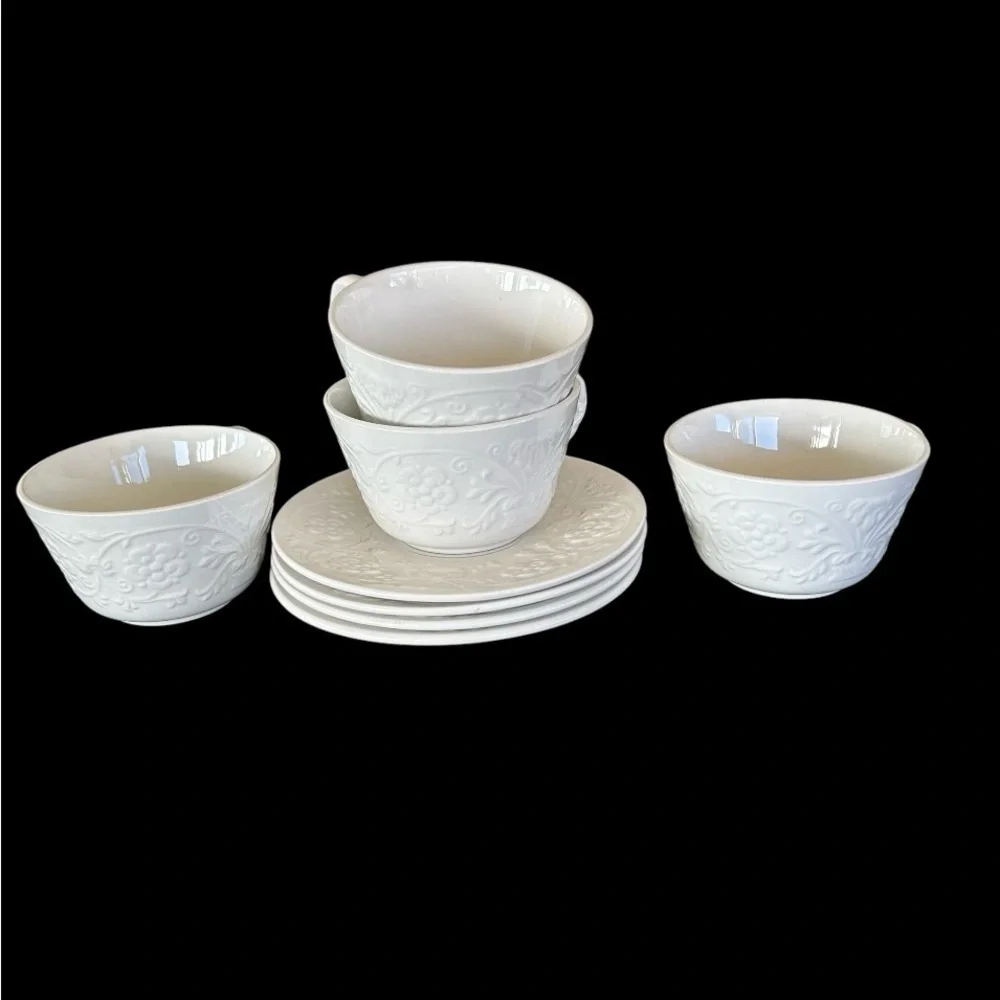 Vintage Diamondstone Floral Laveno Pattern Cups and Saucers